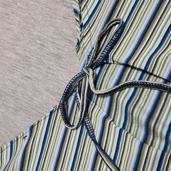 Vintage Y2K Handmade Upcycled Striped Tie Front Shrug Crop Top Blouse Shirt - Picture 4 of 14